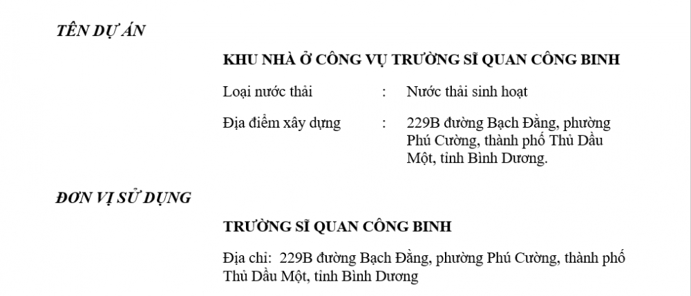 cong trinh xu ly nuoc thai sinh hoat truong sy quan cong binh